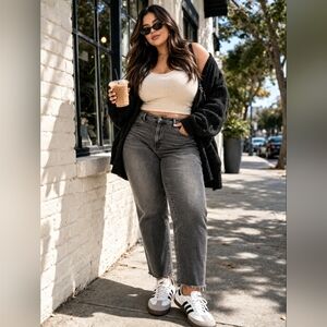 Old Navy High-Rise Vintage Slim Jeans Plus Size Raw Hem Denim Trendy Y2K